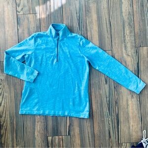 Orvis sky blue quarter zip cotton shirt